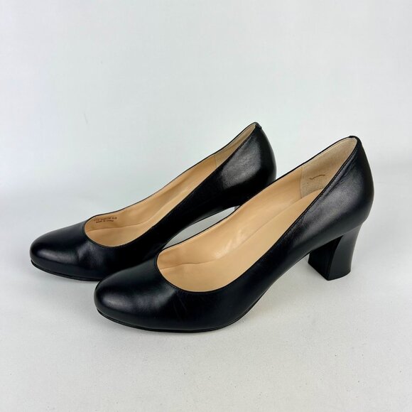 Cole Haan Womens Black Leather Block Heel Pumps Career Dressy size 9.5B - Picture 3 of 15